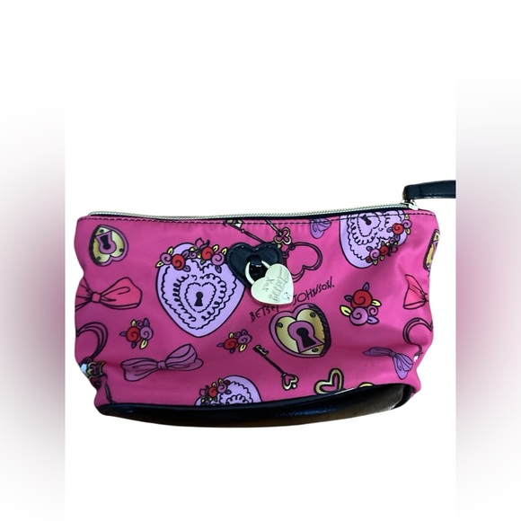 Betsey Johnson Heart Lock Zip Cosmetic Bag - Picture 2 of 4